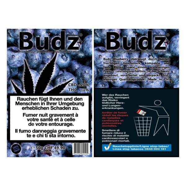 Budz Blueberry Outdoor CBD 50g — Grand Format Fruité