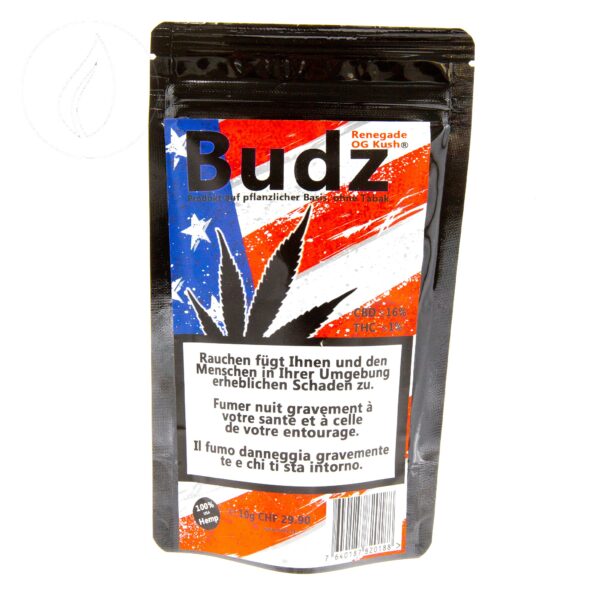 Budz Renegade OG Kush Outdoor CBD 10g — Fleur Robuste et Résineuse – Image 1