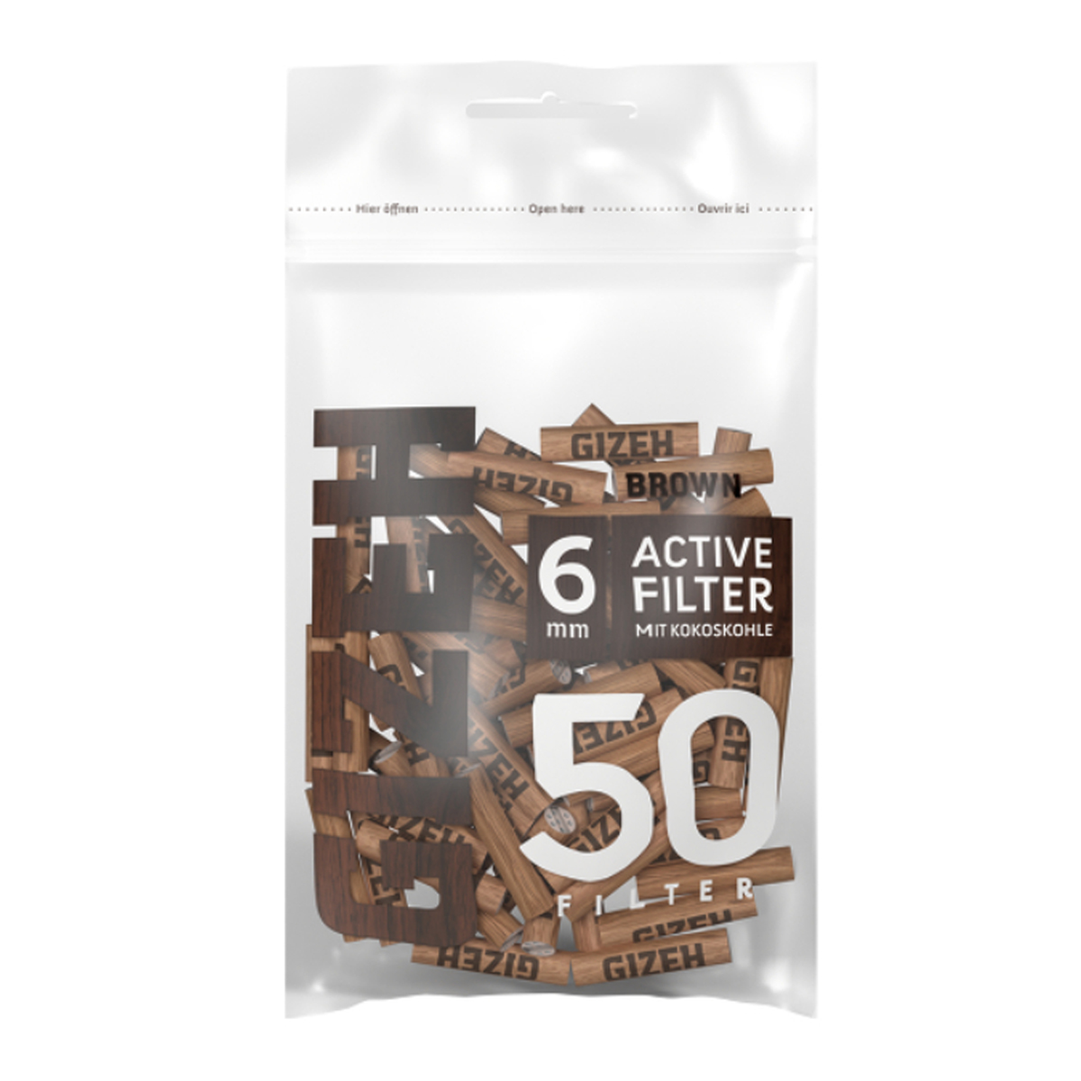 GIZEH Brown Active Filtre 6mm 50pcs – Image 1
