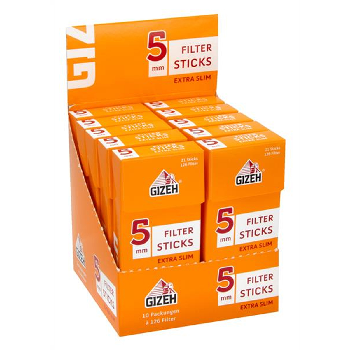 GIZEH Extra Slim Filtre Sticks 5mm Présentoir – Image 1