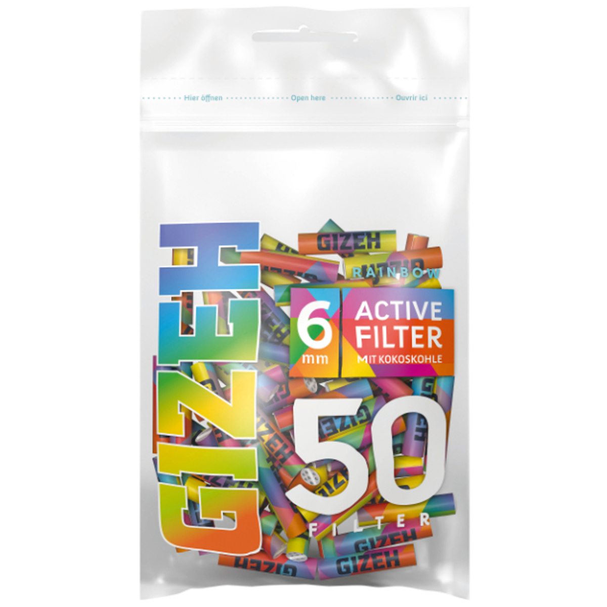 GIZEH Rainbow Active Filtre 6mm 50pcs – Image 1
