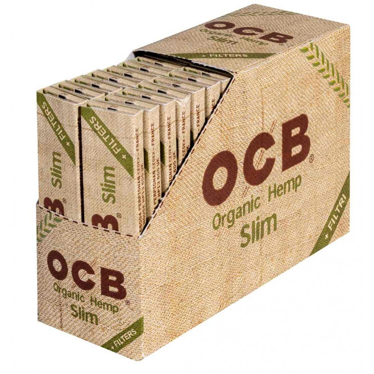 OCB Organic Hemp Bio Slim Papers + Filtres Présentoir 32pcs – Image 1