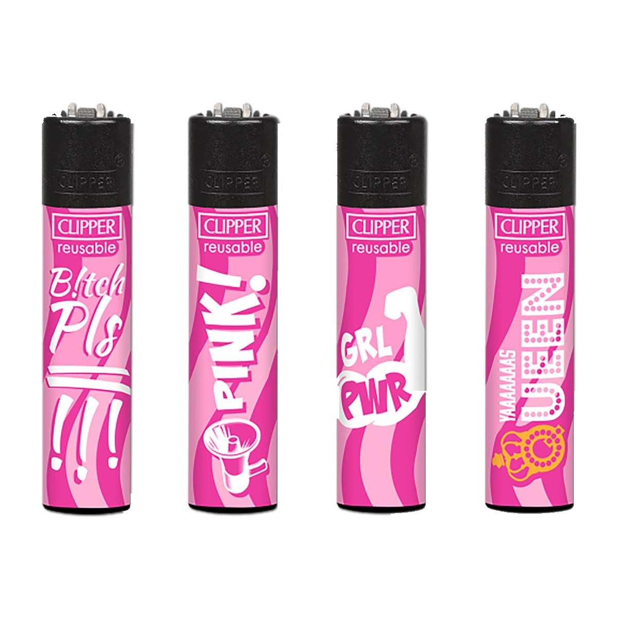 p-23152-26426-v7 Briquet Clipper Rose Power — Lot de 4, rechargeable butane – Image 1