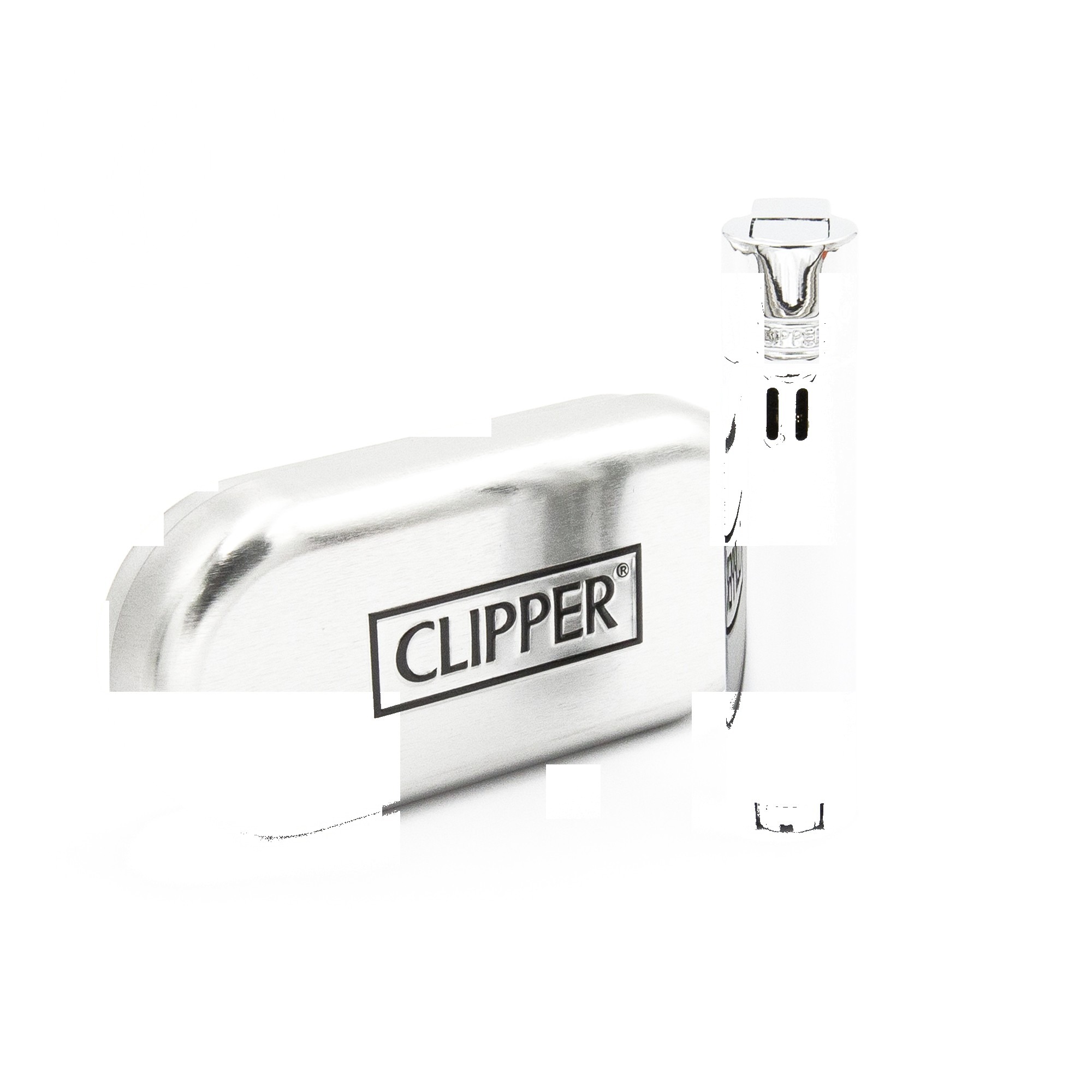 p-25913-26551-v7 Briquet Clipper Metal Silver JET Flame — Métal premium rechargeable – Image 1