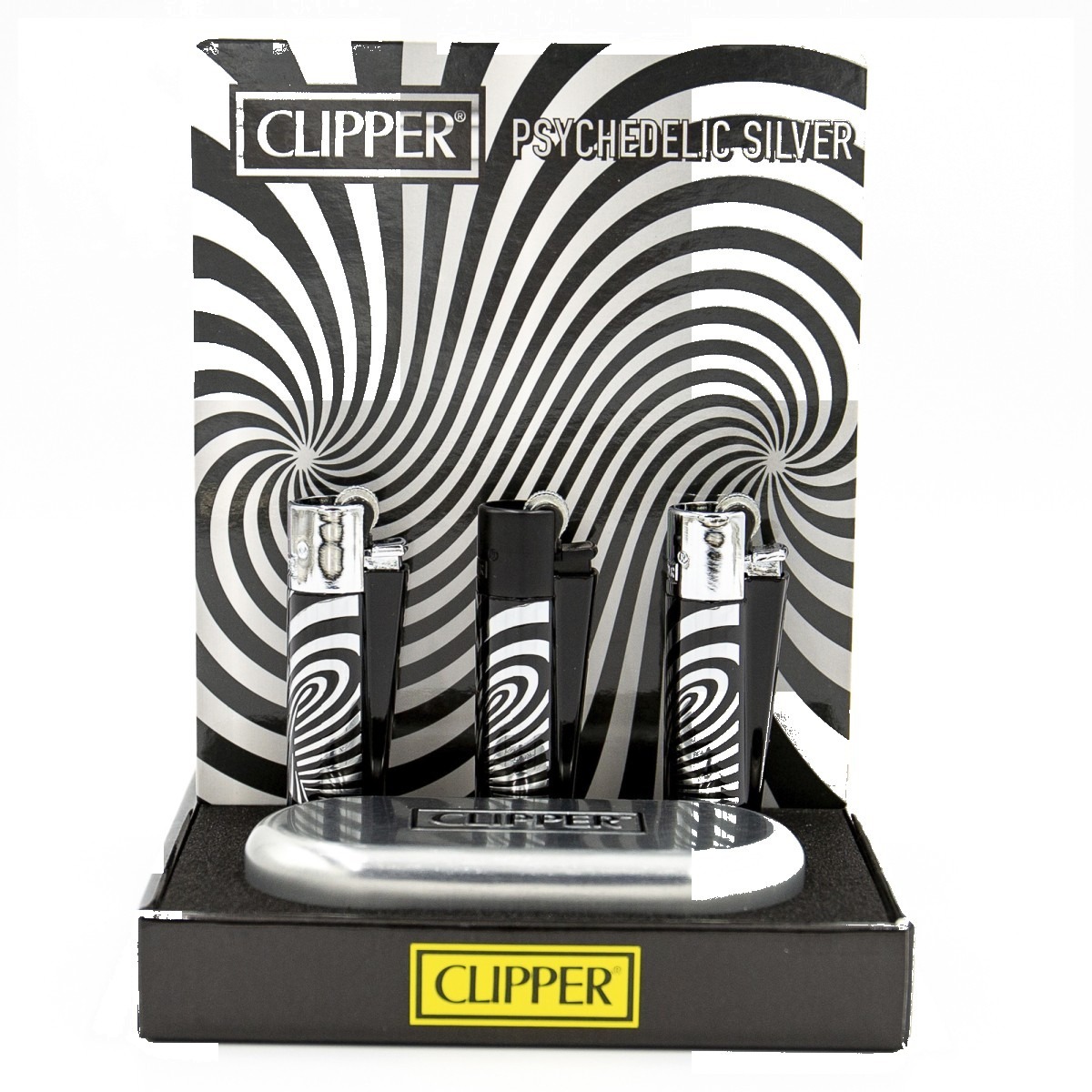 p-25992-26525-v7 Briquet Clipper Metal Psychedelic (coloris assorti) — Métal premium rechargeable – Image 1